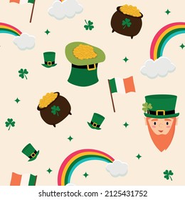 Draw seamless pattern background for St Patrick day