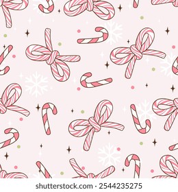 Draw seamless pattern christmas pink candy cane Printable for fabric Digital paper