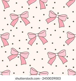 Dibuja arcos de color rosa coqueta sin patrón con polkadot San Valentín retro Fondo de pantalla de impresión de tela Papel imprimible