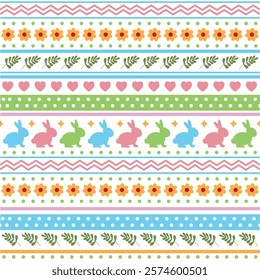 Draw a seamless pattern with cute Easter bunnies Wallpaper printable paper