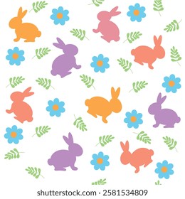 Draw a seamless pattern with cute Easter bunnies Wallpaper printable paper