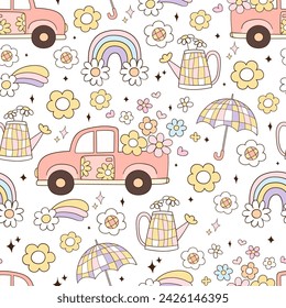 Draw seamless pattern doodle spring For Easter Spring Fabric print Wallpaper Printable paper