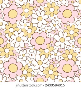 Dibuja un patrón sin fisuras flor retro para la primavera de Pascua Impresión de tela Papel pintado Papel pintable