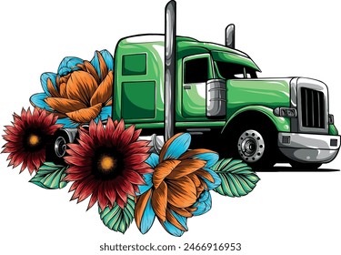 draw semi truck vehicle vector illustration design