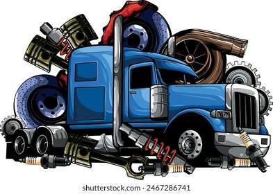 draw semi truck vehicle vector illustration design