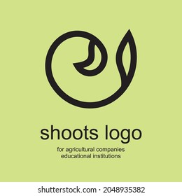 draw a semi-circle at the end of the line into an indentation like a young leaf. Be a beautiful young shoot logo. fitting for agricultural enterprises, educational institutions.