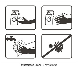 Draw a sequence of how to wash hands.