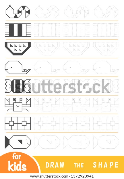 Draw Shapes Education Game Children Replicate Stock Vector Royalty Free