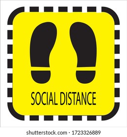 Draw shoe footprint stickers as a place to queue or to keep a human distance,social distance,lockddown