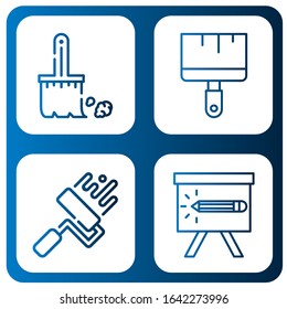 draw simple icons set. Contains such icons as Brush, Painting brush, Paint roller, Pencil, can be used for web, mobile and logo