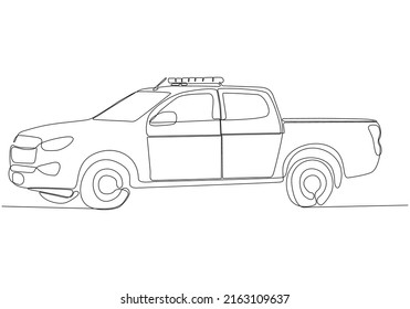 
draw a single straight line of a police car. One line drawing graphic design vector illustration.