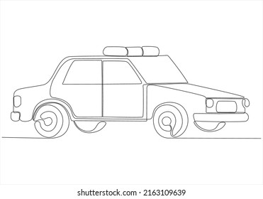 
draw a single straight line of a police car. One line drawing graphic design vector illustration.