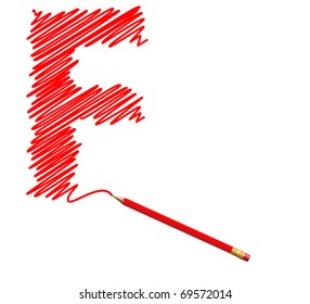 draw sketch letter by red pencil
