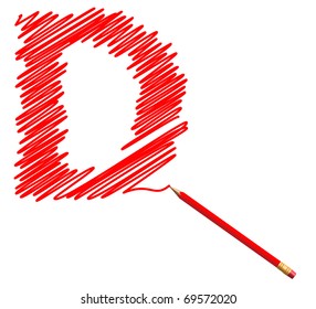 draw sketch letter by red pencil