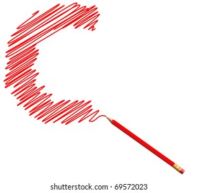 draw sketch letter by red pencil