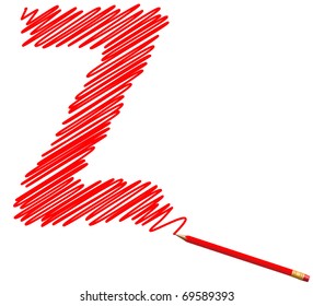 draw sketch letter by red pencil