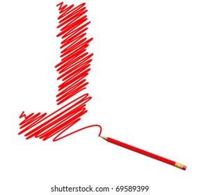 draw sketch letter by red pencil