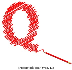 draw sketch letter by red pencil