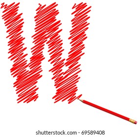 draw sketch letter by red pencil