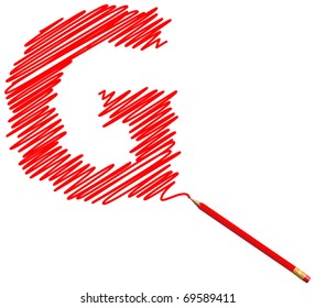 draw sketch letter by red pencil