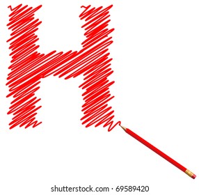 draw sketch letter by red pencil
