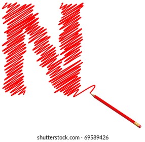 draw sketch letter by red pencil