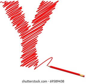 draw sketch letter by red pencil