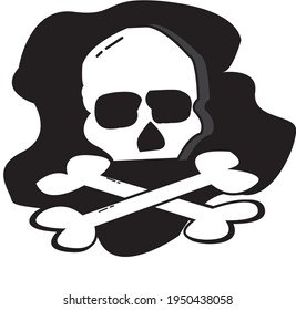 Draw a skull icon with two bones below it