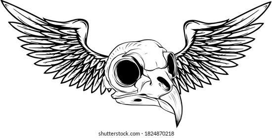 draw Skull with Wings Vector Illustration tattoo style