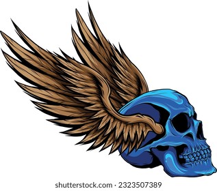 draw Skull with Wings Vector Illustration tattoo style