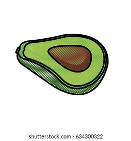 draw slice avocado fresh food nutrition