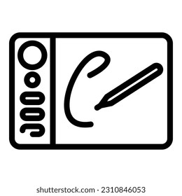 Dibujar un vector de contorno de icono de tabulación inteligente. Aplicación telefónica. punto de Tablet PC
