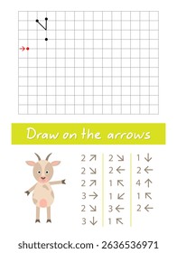 Draw a snail on the arrows. Worksheet for children.
