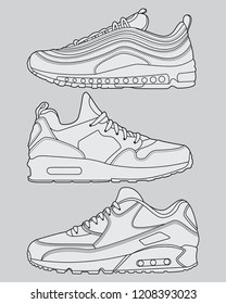 draw sneaker set design, vector EPS 10