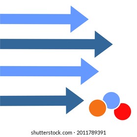 draw some blue arrows and some colored circles below them