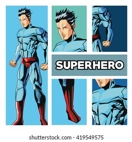 Draw of Superhero cartoon, vector illustration