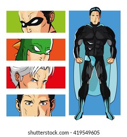 Draw of Superhero cartoon, vector illustration