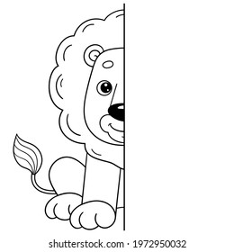 Draw symmetrically. Coloring Page Outline Of cartoon cute lion. Coloring Book for kids.