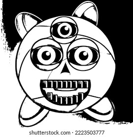 Eine dreiäugige Panda mit einer lächelnden Zahversion ziehen