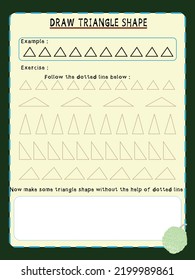 draw triangle shape kids activity worksheet how to draw triangle in green background and srikaya icon