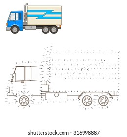 Draw truck educational game vector illustration
