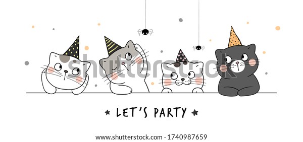 Image Vectorielle De Stock De Dessinez Une Banniere Vectorielle Mignonne Chat