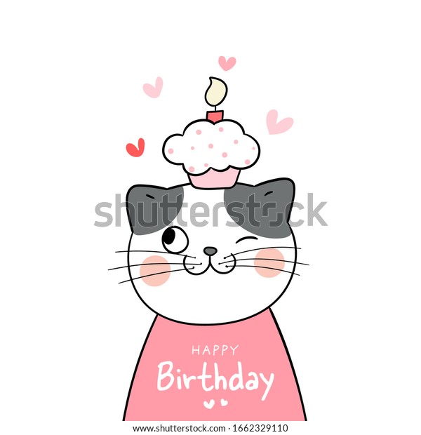 Draw Vector Character Cute Cat Cupcake Stock Vector (Royalty Free ...