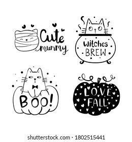 Draw vector collection element for Halloween day isolated on white.Cutting file for Craft supplies.