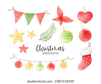 Draw vector cute christmas element for Christmas and winter Decorate Card Post Template Watercolor style