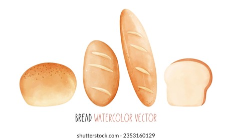 Draw vector illustration banner bread Bakery concept Watercolor style