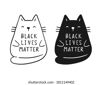 Draw vector illustration character cat lives matter for cut file print T  shirt 