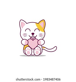 Draw vector illustration character collection cute cat. Doodle cartoon style.