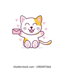 Draw vector illustration character collection cute cat. Doodle cartoon style.