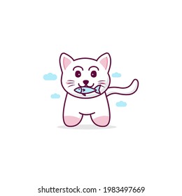 Draw vector illustration character collection cute cat. Doodle cartoon style.